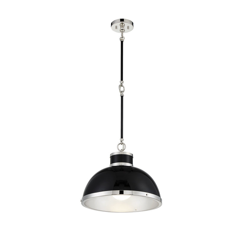 One Light Pendant<br /><span style="color:#4AB0CE;">Entrega: 4-10 dias en USA</span><br /><span style="color:#4AB0CE;font-size:60%;">PREGUNTE POR ENTREGA EN PANAMA</span><br />Collection: Corning<br />Finish: Black with Polished Nickel Accents