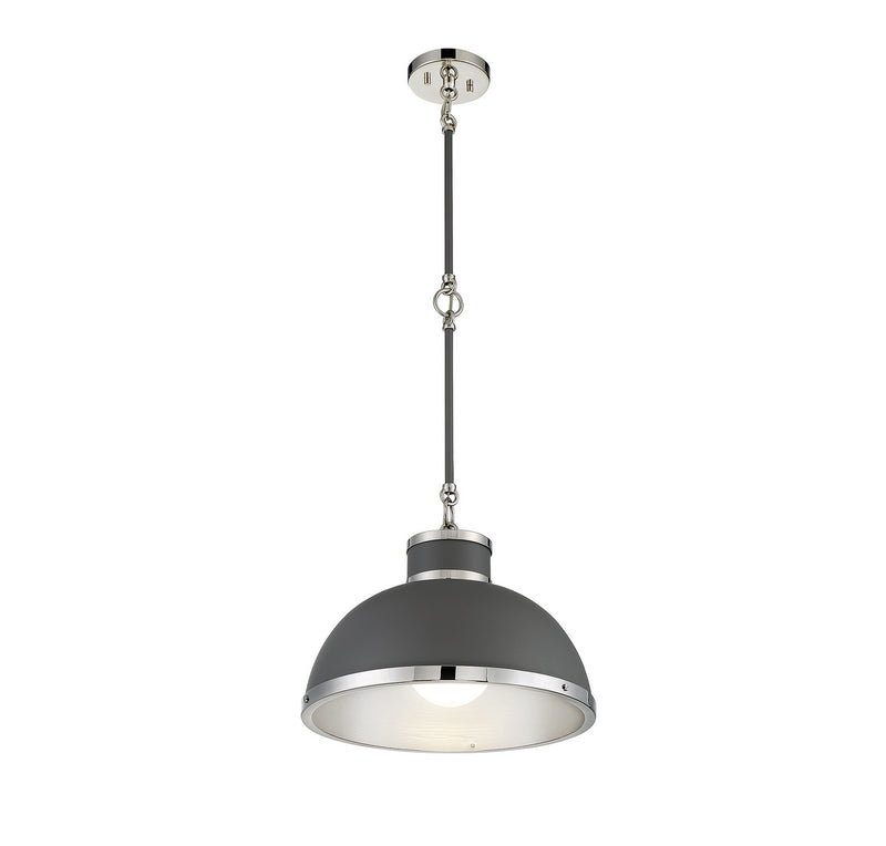 One Light Pendant<br /><span style="color:#4AB0CE;">Entrega: 4-10 dias en USA</span><br /><span style="color:#4AB0CE;font-size:60%;">PREGUNTE POR ENTREGA EN PANAMA</span><br />Collection: Corning<br />Finish: Gray with Polished Nickel Accents