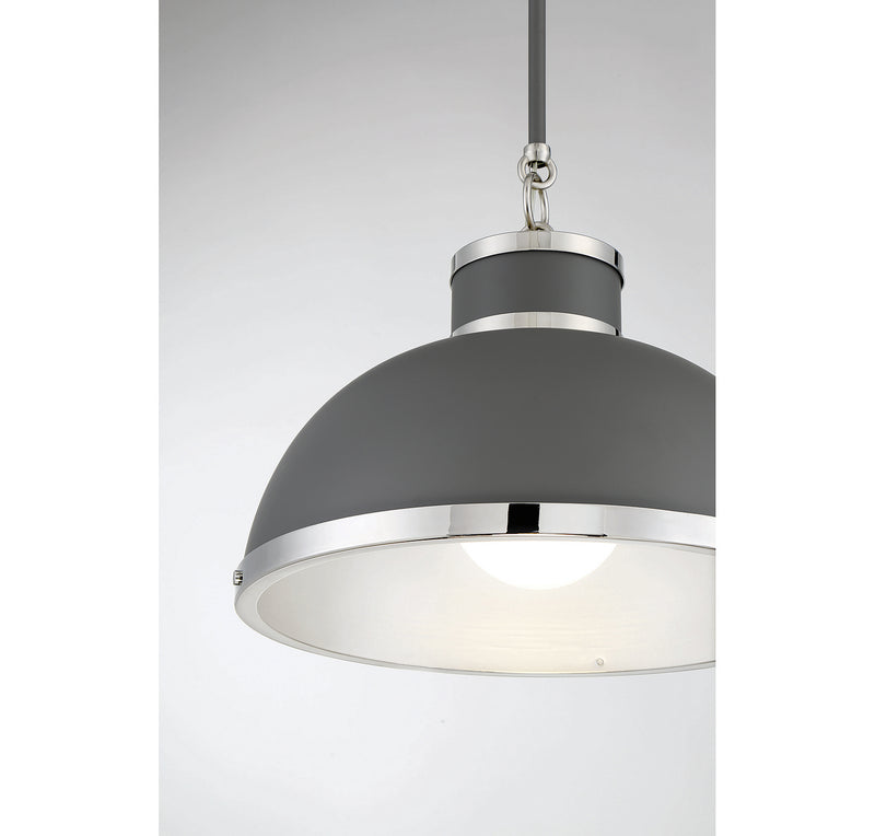 Savoy House - 7-8882-1-175 - One Light Pendant - Corning - Gray with Polished Nickel Accents