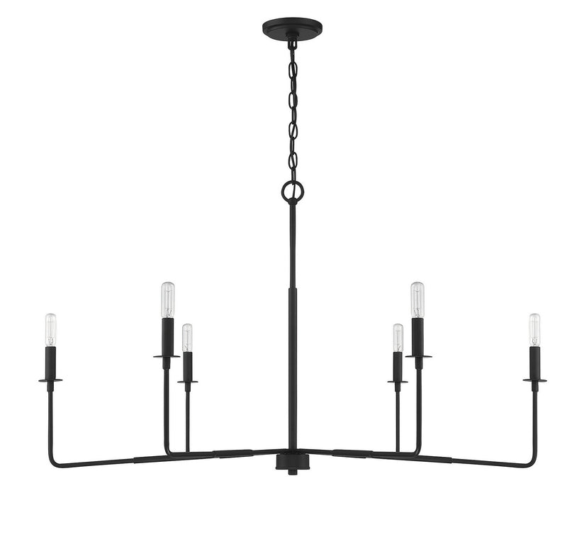 Six Light Chandelier<br /><span style="color:#4AB0CE;">Entrega: 4-10 dias en USA</span><br /><span style="color:#4AB0CE;font-size:60%;">PREGUNTE POR ENTREGA EN PANAMA</span><br />Collection: Salerno<br />Finish: Matte Black