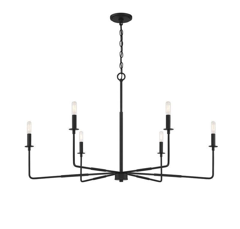 Six Light Chandelier<br /><span style="color:#4AB0CE;">Entrega: 4-10 dias en USA</span><br /><span style="color:#4AB0CE;font-size:60%;">PREGUNTE POR ENTREGA EN PANAMA</span><br />Collection: Salerno<br />Finish: Matte Black