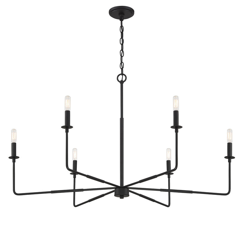 Six Light Chandelier<br /><span style="color:#4AB0CE;">Entrega: 4-10 dias en USA</span><br /><span style="color:#4AB0CE;font-size:60%;">PREGUNTE POR ENTREGA EN PANAMA</span><br />Collection: Salerno<br />Finish: Matte Black