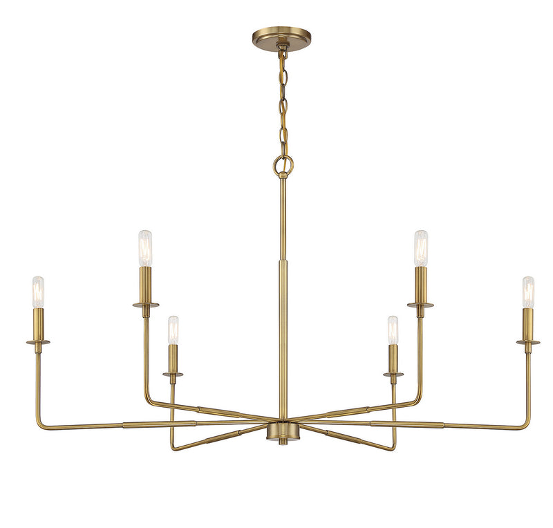 Six Light Chandelier<br /><span style="color:#4AB0CE;">Entrega: 4-10 dias en USA</span><br /><span style="color:#4AB0CE;font-size:60%;">PREGUNTE POR ENTREGA EN PANAMA</span><br />Collection: Salerno<br />Finish: Warm Brass