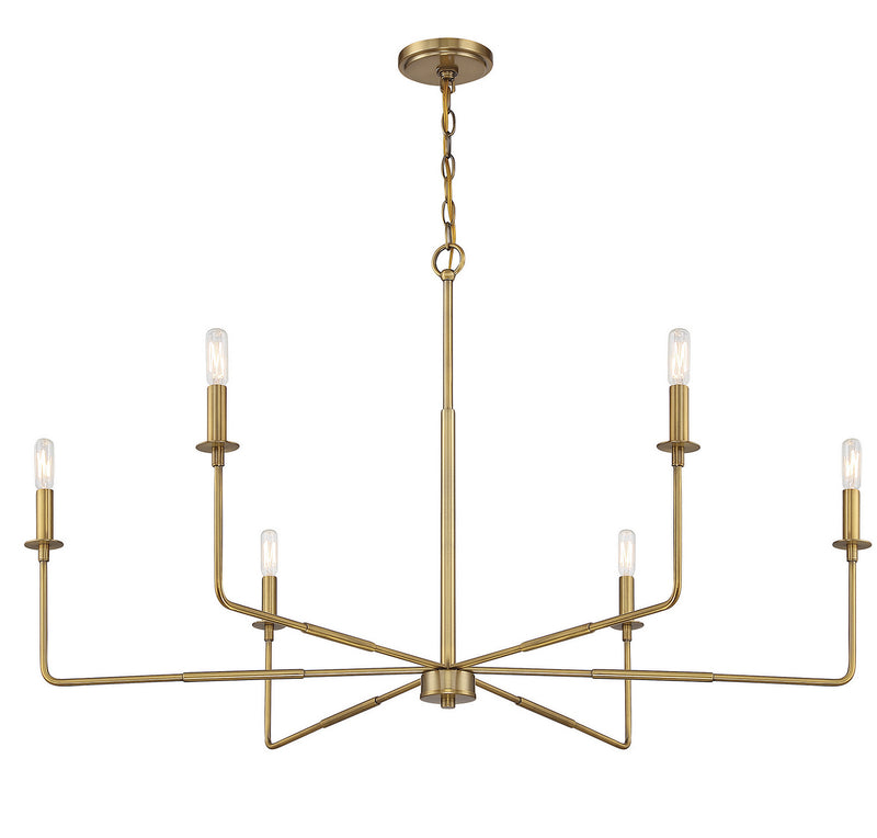 Six Light Chandelier<br /><span style="color:#4AB0CE;">Entrega: 4-10 dias en USA</span><br /><span style="color:#4AB0CE;font-size:60%;">PREGUNTE POR ENTREGA EN PANAMA</span><br />Collection: Salerno<br />Finish: Warm Brass