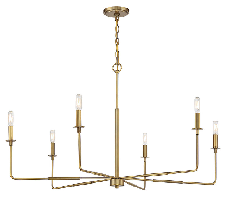 Six Light Chandelier<br /><span style="color:#4AB0CE;">Entrega: 4-10 dias en USA</span><br /><span style="color:#4AB0CE;font-size:60%;">PREGUNTE POR ENTREGA EN PANAMA</span><br />Collection: Salerno<br />Finish: Warm Brass