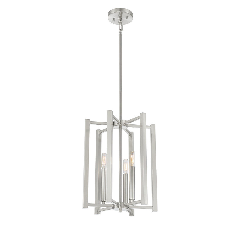 Three Light Pendant<br /><span style="color:#4AB0CE;">Entrega: 4-10 dias en USA</span><br /><span style="color:#4AB0CE;font-size:60%;">PREGUNTE POR ENTREGA EN PANAMA</span><br />Collection: Benson<br />Finish: Satin Nickel