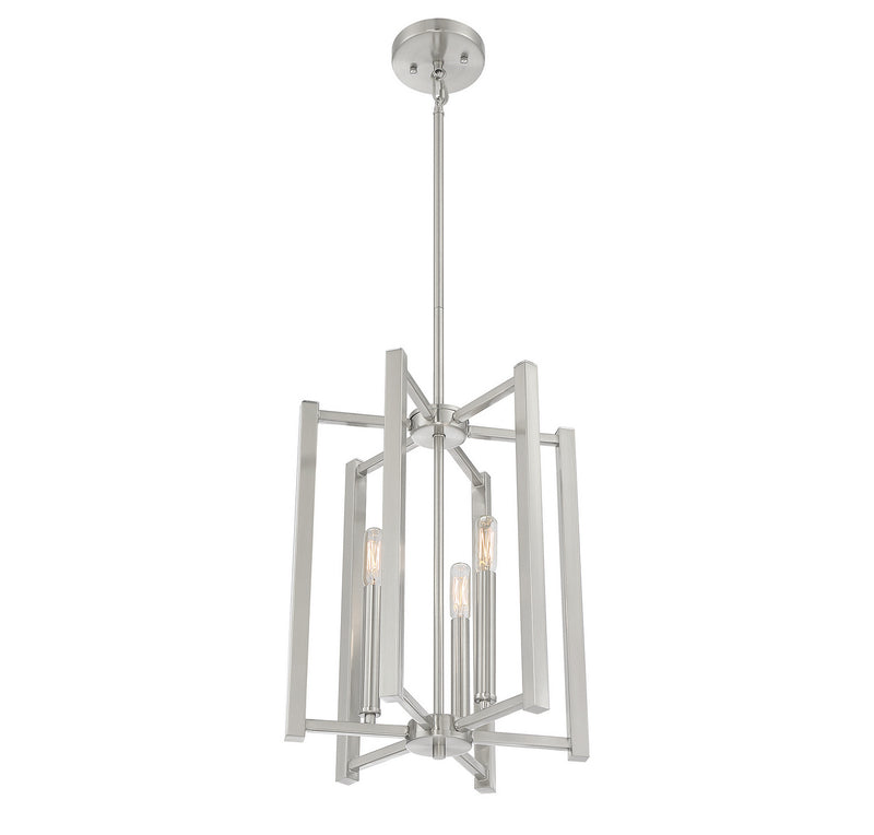 Three Light Pendant<br /><span style="color:#4AB0CE;">Entrega: 4-10 dias en USA</span><br /><span style="color:#4AB0CE;font-size:60%;">PREGUNTE POR ENTREGA EN PANAMA</span><br />Collection: Benson<br />Finish: Satin Nickel