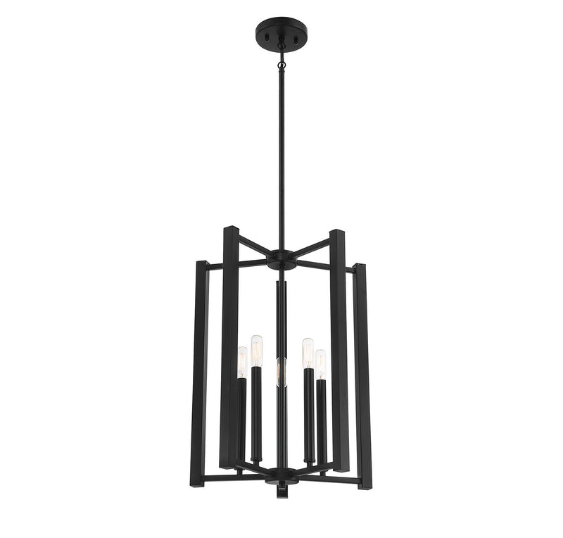 Five Light Pendant<br /><span style="color:#4AB0CE;">Entrega: 4-10 dias en USA</span><br /><span style="color:#4AB0CE;font-size:60%;">PREGUNTE POR ENTREGA EN PANAMA</span><br />Collection: Benson<br />Finish: Matte Black