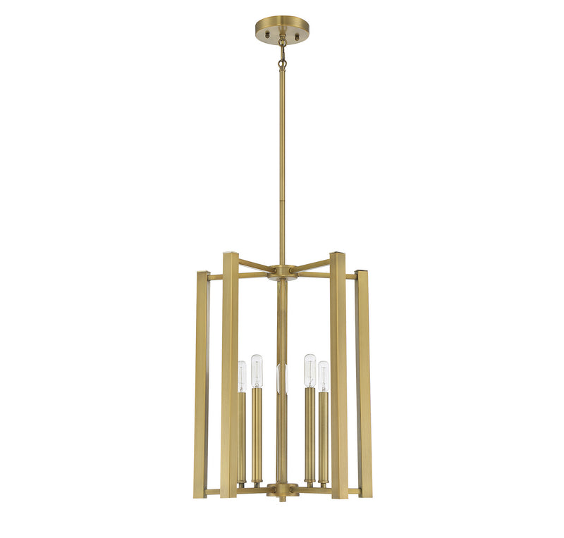 Five Light Pendant<br /><span style="color:#4AB0CE;">Entrega: 4-10 dias en USA</span><br /><span style="color:#4AB0CE;font-size:60%;">PREGUNTE POR ENTREGA EN PANAMA</span><br />Collection: Benson<br />Finish: Warm Brass