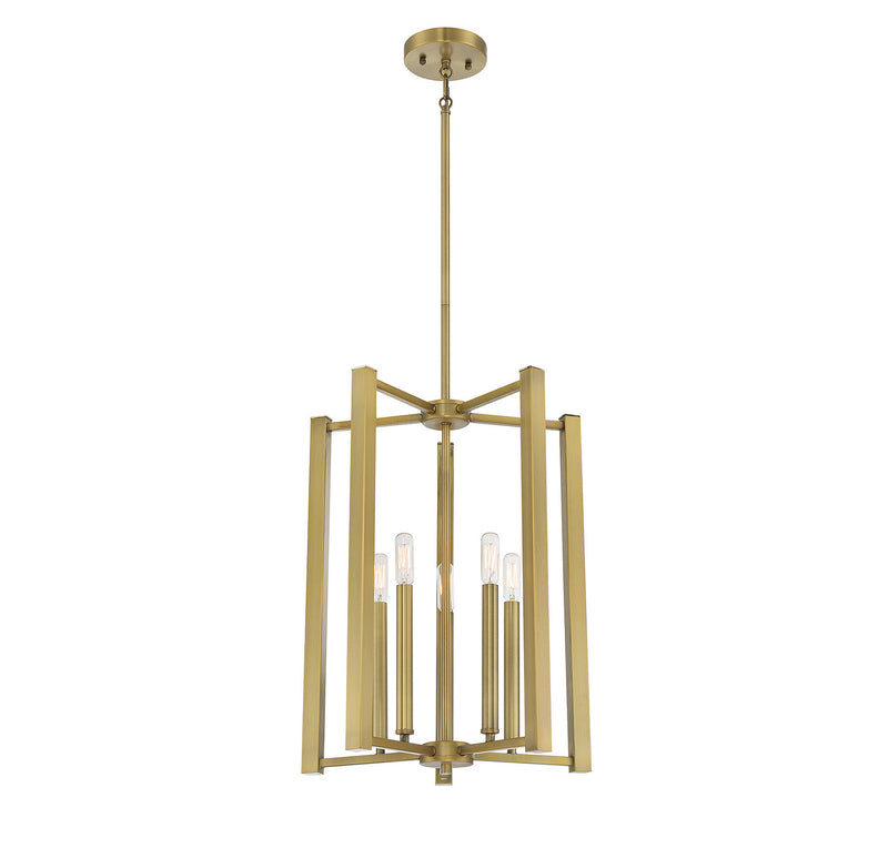 Five Light Pendant<br /><span style="color:#4AB0CE;">Entrega: 4-10 dias en USA</span><br /><span style="color:#4AB0CE;font-size:60%;">PREGUNTE POR ENTREGA EN PANAMA</span><br />Collection: Benson<br />Finish: Warm Brass