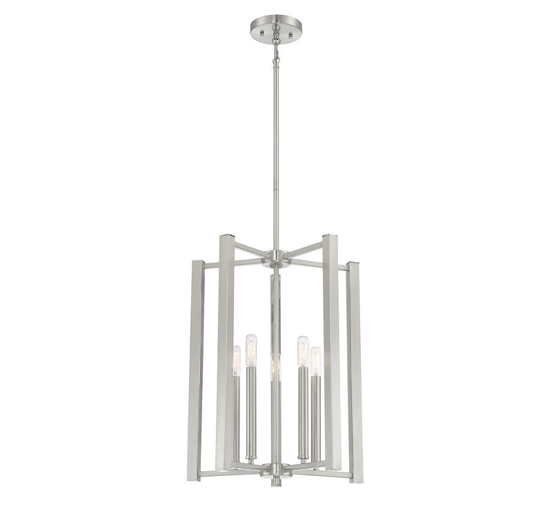 Five Light Pendant<br /><span style="color:#4AB0CE;">Entrega: 4-10 dias en USA</span><br /><span style="color:#4AB0CE;font-size:60%;">PREGUNTE POR ENTREGA EN PANAMA</span><br />Collection: Benson<br />Finish: Satin Nickel