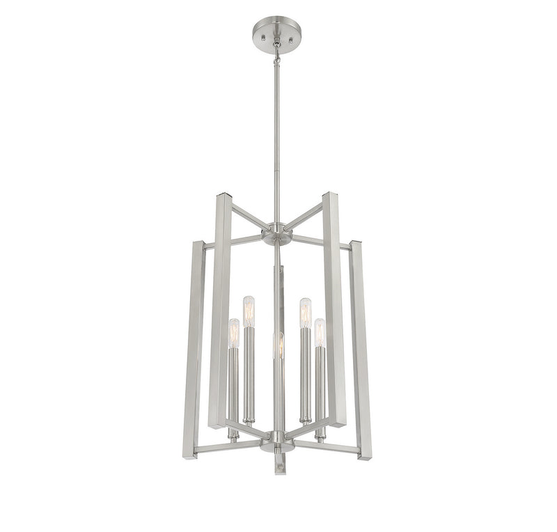 Five Light Pendant<br /><span style="color:#4AB0CE;">Entrega: 4-10 dias en USA</span><br /><span style="color:#4AB0CE;font-size:60%;">PREGUNTE POR ENTREGA EN PANAMA</span><br />Collection: Benson<br />Finish: Satin Nickel