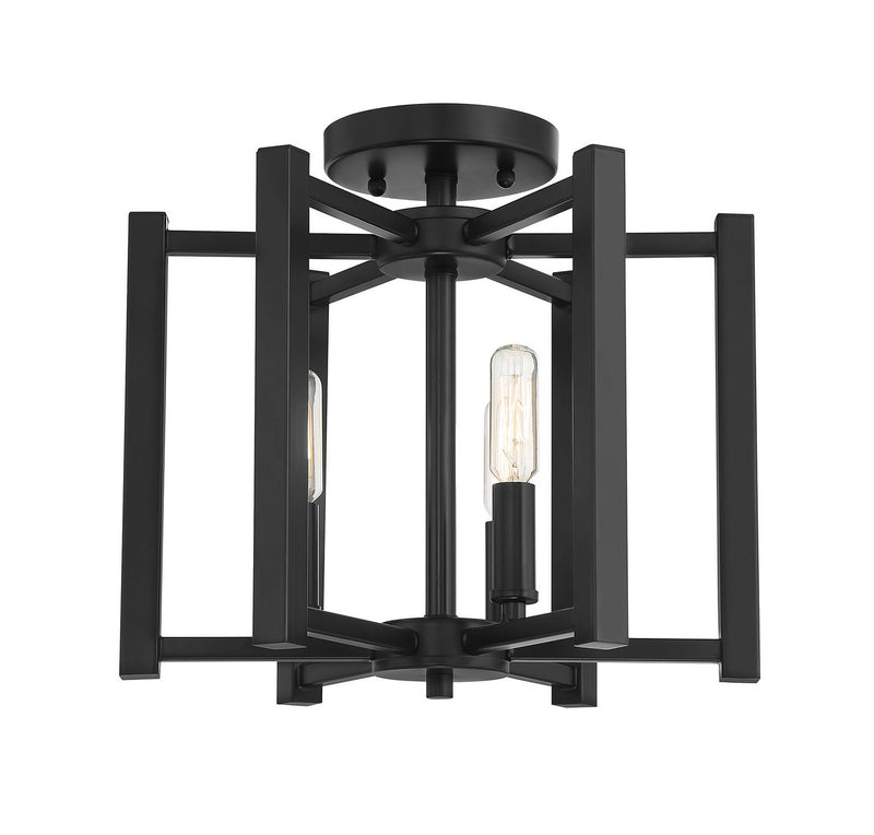 Three Light Semi-Flush Mount<br /><span style="color:#4AB0CE;">Entrega: 4-10 dias en USA</span><br /><span style="color:#4AB0CE;font-size:60%;">PREGUNTE POR ENTREGA EN PANAMA</span><br />Collection: Benson<br />Finish: Matte Black