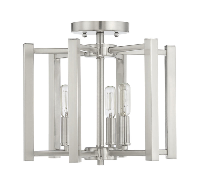 Three Light Semi-Flush Mount<br /><span style="color:#4AB0CE;">Entrega: 4-10 dias en USA</span><br /><span style="color:#4AB0CE;font-size:60%;">PREGUNTE POR ENTREGA EN PANAMA</span><br />Collection: Benson<br />Finish: Satin Nickel