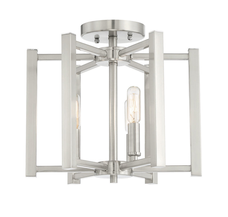 Three Light Semi-Flush Mount<br /><span style="color:#4AB0CE;">Entrega: 4-10 dias en USA</span><br /><span style="color:#4AB0CE;font-size:60%;">PREGUNTE POR ENTREGA EN PANAMA</span><br />Collection: Benson<br />Finish: Satin Nickel