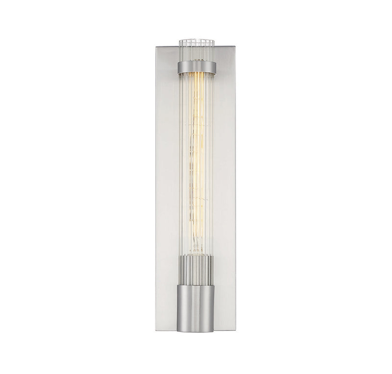 One Light Wall Sconce<br /><span style="color:#4AB0CE;">Entrega: 4-10 dias en USA</span><br /><span style="color:#4AB0CE;font-size:60%;">PREGUNTE POR ENTREGA EN PANAMA</span><br />Collection: Willmar<br />Finish: Satin Nickel