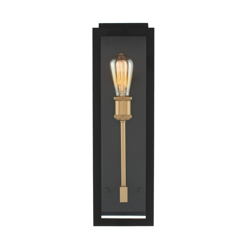 One Light Wall Sconce<br /><span style="color:#4AB0CE;">Entrega: 4-10 dias en USA</span><br /><span style="color:#4AB0CE;font-size:60%;">PREGUNTE POR ENTREGA EN PANAMA</span><br />Collection: Ashland<br />Finish: Matte Black w Sanded Gold