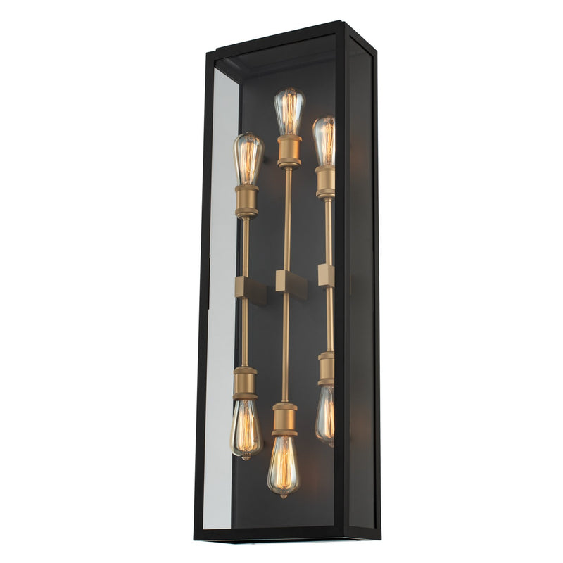 Kalco - 405522BSG - Six Light Wall Sconce - Ashland - Matte Black w Sanded Gold