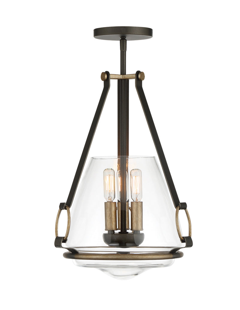 Minka-Lavery - 3903-107 - Three Light Pendant/Semi Flush Mount - Eden Valley - Smoked Iron W/Aged Gold