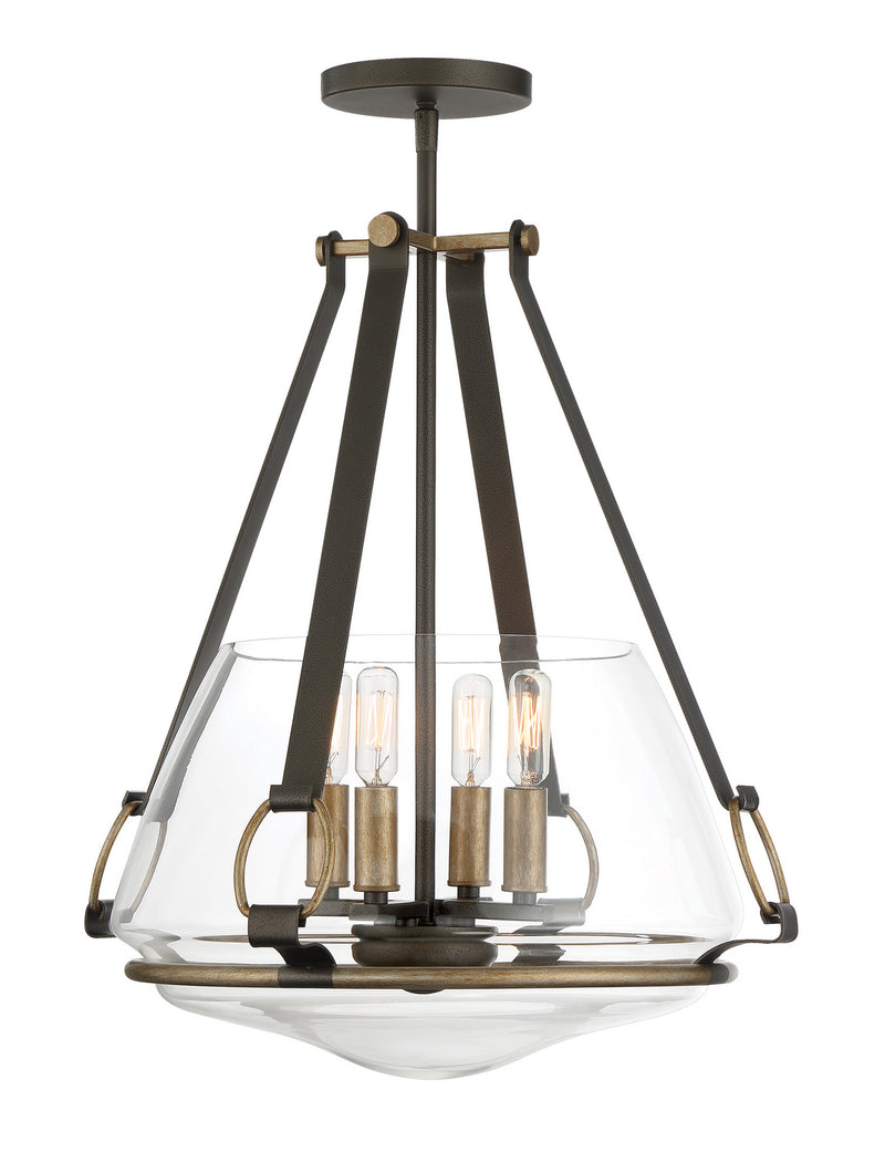 Minka-Lavery - 3904-107 - Four Light Pendant/Semi Flush Mount - Eden Valley - Smoked Iron W/Aged Gold