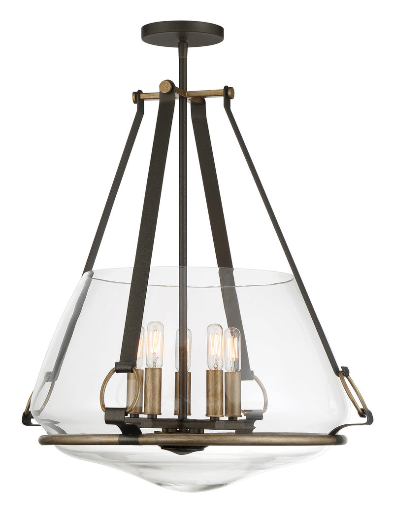 Minka-Lavery - 3905-107 - Five Light Pendant/Semi Flush Mount - Eden Valley - Smoked Iron W/Aged Gold