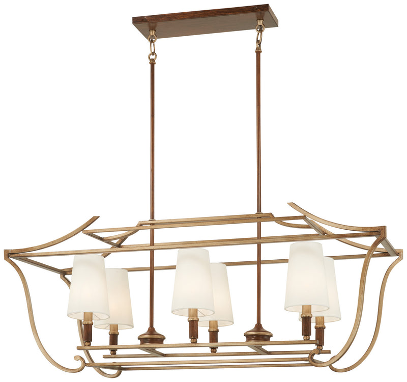 Metropolitan - N6556-690 - Six Light Island Pendant - Magnolia Manor - Pale Gold W/ Distressed Bronze