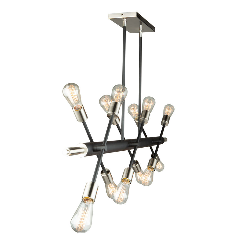 12 Light Island Pendant<br /><span style="color:#4AB0CE;">Entrega: 4-10 dias en USA</span><br /><span style="color:#4AB0CE;font-size:60%;">PREGUNTE POR ENTREGA EN PANAMA</span><br />Collection: Truro<br />Finish: Matte Black and Brushed Nickle