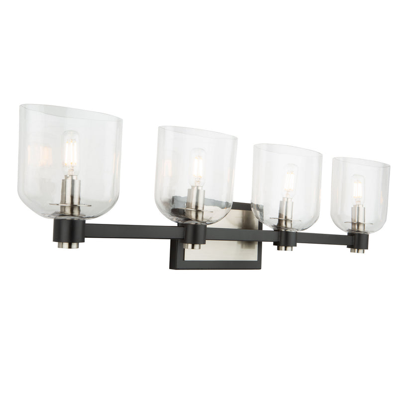 Four Light Vanity<br /><span style="color:#4AB0CE;">Entrega: 4-10 dias en USA</span><br /><span style="color:#4AB0CE;font-size:60%;">PREGUNTE POR ENTREGA EN PANAMA</span><br />Collection: Lyndon<br />Finish: Black and Brushed Nickel