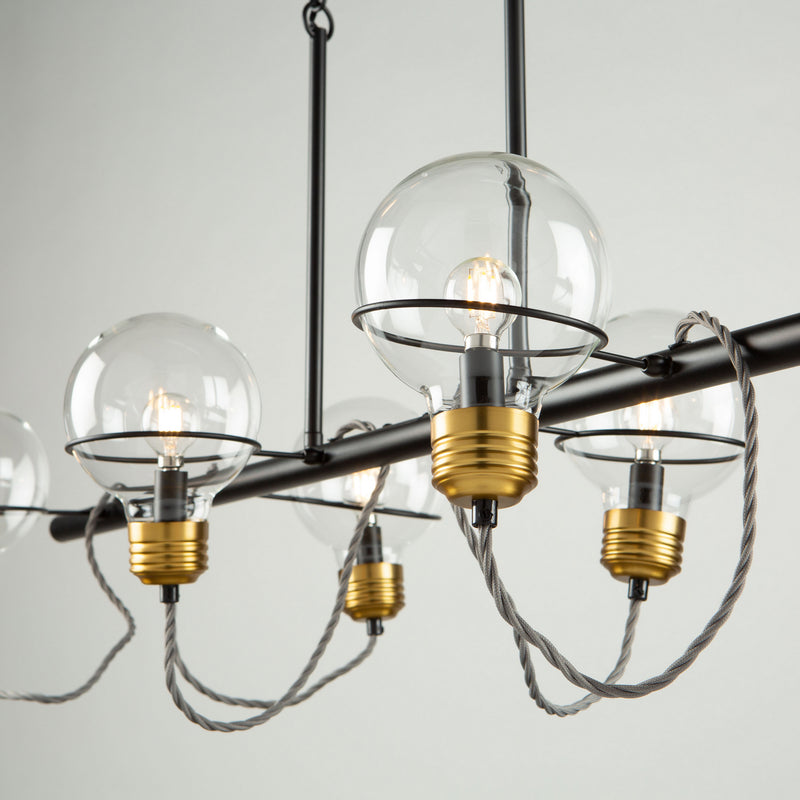 Six Light Island Pendant<br /><span style="color:#4AB0CE;">Entrega: 4-10 dias en USA</span><br /><span style="color:#4AB0CE;font-size:60%;">PREGUNTE POR ENTREGA EN PANAMA</span><br />Collection: Martina<br />Finish: Black and Brushed Brass