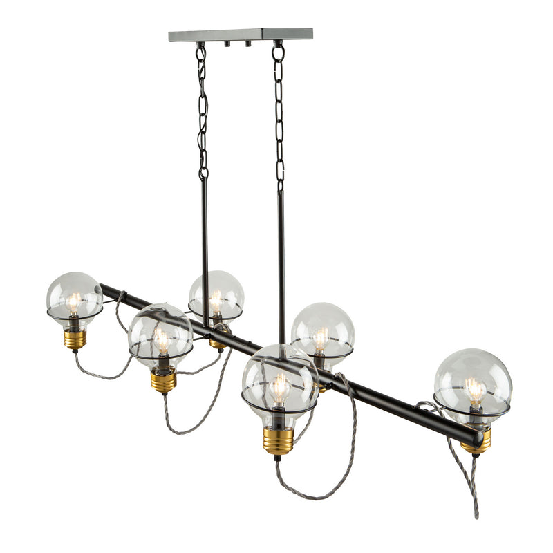 Six Light Island Pendant<br /><span style="color:#4AB0CE;">Entrega: 4-10 dias en USA</span><br /><span style="color:#4AB0CE;font-size:60%;">PREGUNTE POR ENTREGA EN PANAMA</span><br />Collection: Martina<br />Finish: Black and Brushed Brass
