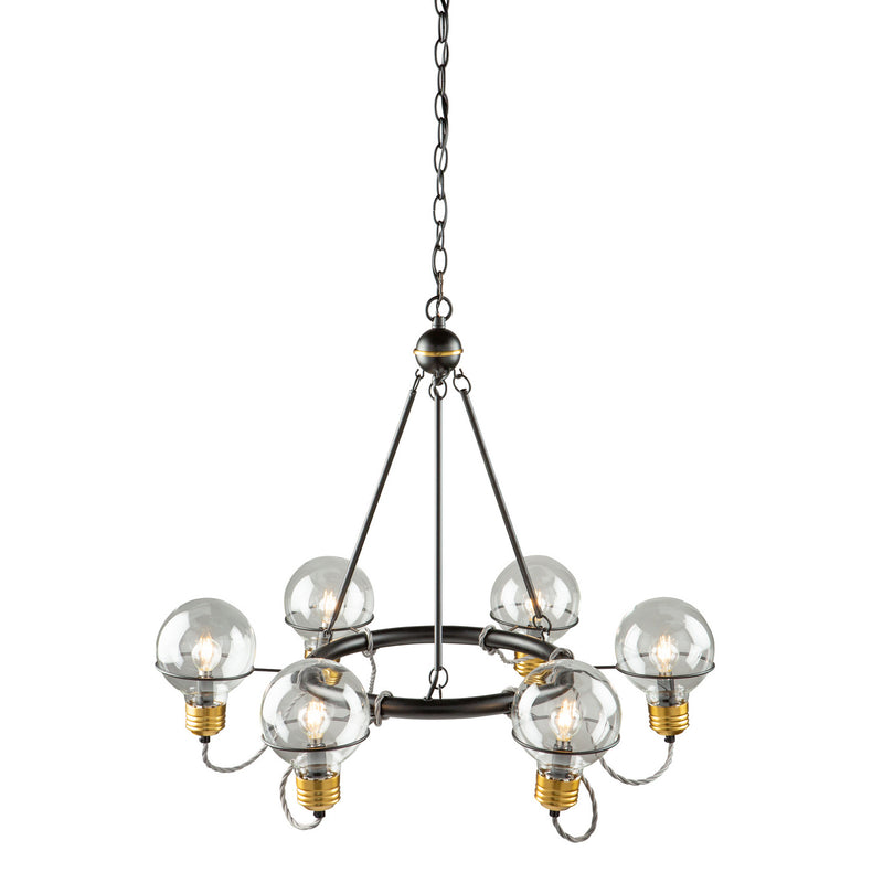 Six Light Chandelier<br /><span style="color:#4AB0CE;">Entrega: 4-10 dias en USA</span><br /><span style="color:#4AB0CE;font-size:60%;">PREGUNTE POR ENTREGA EN PANAMA</span><br />Collection: Martina<br />Finish: Black and Brushed Brass