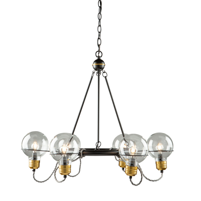 Six Light Chandelier<br /><span style="color:#4AB0CE;">Entrega: 4-10 dias en USA</span><br /><span style="color:#4AB0CE;font-size:60%;">PREGUNTE POR ENTREGA EN PANAMA</span><br />Collection: Martina<br />Finish: Black and Brushed Brass