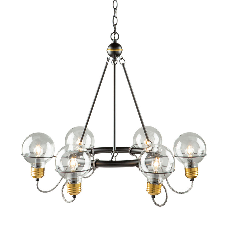 Six Light Chandelier<br /><span style="color:#4AB0CE;">Entrega: 4-10 dias en USA</span><br /><span style="color:#4AB0CE;font-size:60%;">PREGUNTE POR ENTREGA EN PANAMA</span><br />Collection: Martina<br />Finish: Black and Brushed Brass