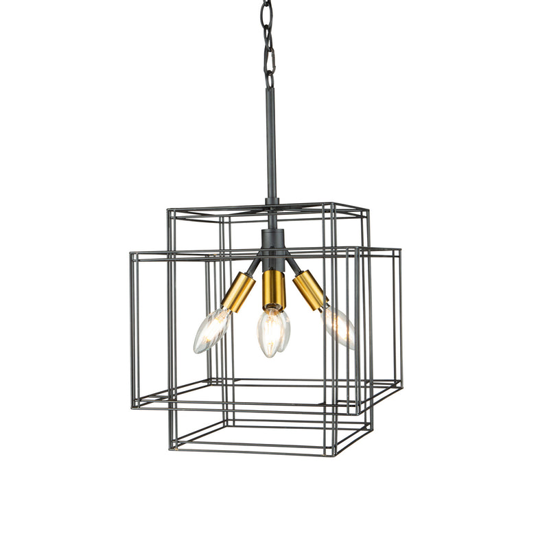 Four Light Pendant<br /><span style="color:#4AB0CE;">Entrega: 4-10 dias en USA</span><br /><span style="color:#4AB0CE;font-size:60%;">PREGUNTE POR ENTREGA EN PANAMA</span><br />Collection: Artisan<br />Finish: Black and Brushed Brass