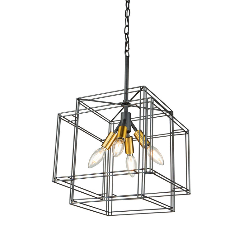 Four Light Pendant<br /><span style="color:#4AB0CE;">Entrega: 4-10 dias en USA</span><br /><span style="color:#4AB0CE;font-size:60%;">PREGUNTE POR ENTREGA EN PANAMA</span><br />Collection: Artisan<br />Finish: Black and Brushed Brass