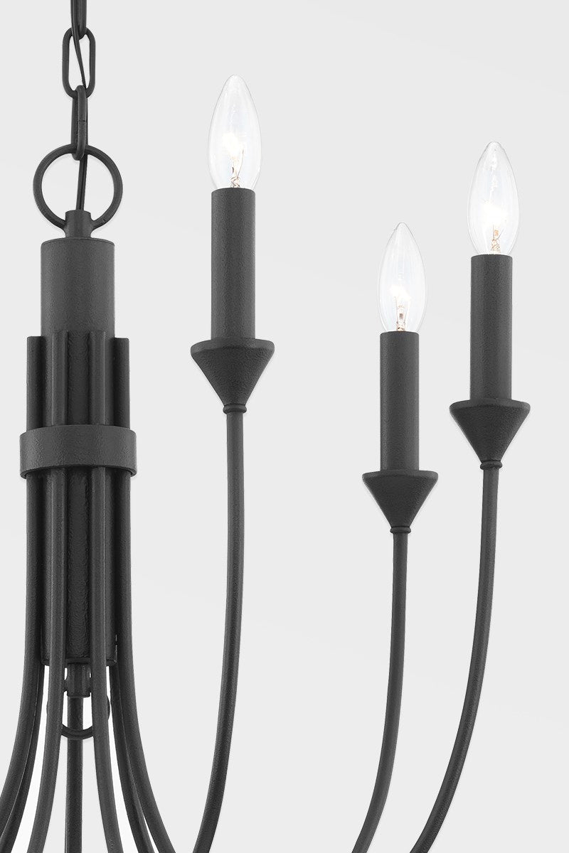 Seven Light Chandelier<br /><span style="color:#4AB0CE;">Entrega: 4-10 dias en USA</span><br /><span style="color:#4AB0CE;font-size:60%;">PREGUNTE POR ENTREGA EN PANAMA</span><br />Collection: Cate<br />Finish: Forged Iron