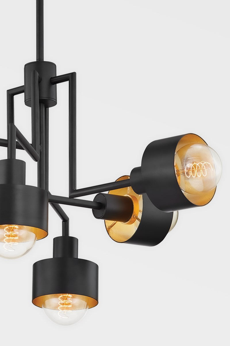 Six Light Chandelier<br /><span style="color:#4AB0CE;">Entrega: 4-10 dias en USA</span><br /><span style="color:#4AB0CE;font-size:60%;">PREGUNTE POR ENTREGA EN PANAMA</span><br />Collection: North<br />Finish: Soft Black/Gold Leaf