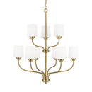 Nine Light Chandelier<br /><span style="color:#4AB0CE;">Entrega: 4-10 dias en USA</span><br /><span style="color:#4AB0CE;font-size:60%;">PREGUNTE POR ENTREGA EN PANAMA</span><br />Collection: Windom<br />Finish: Satin Brass