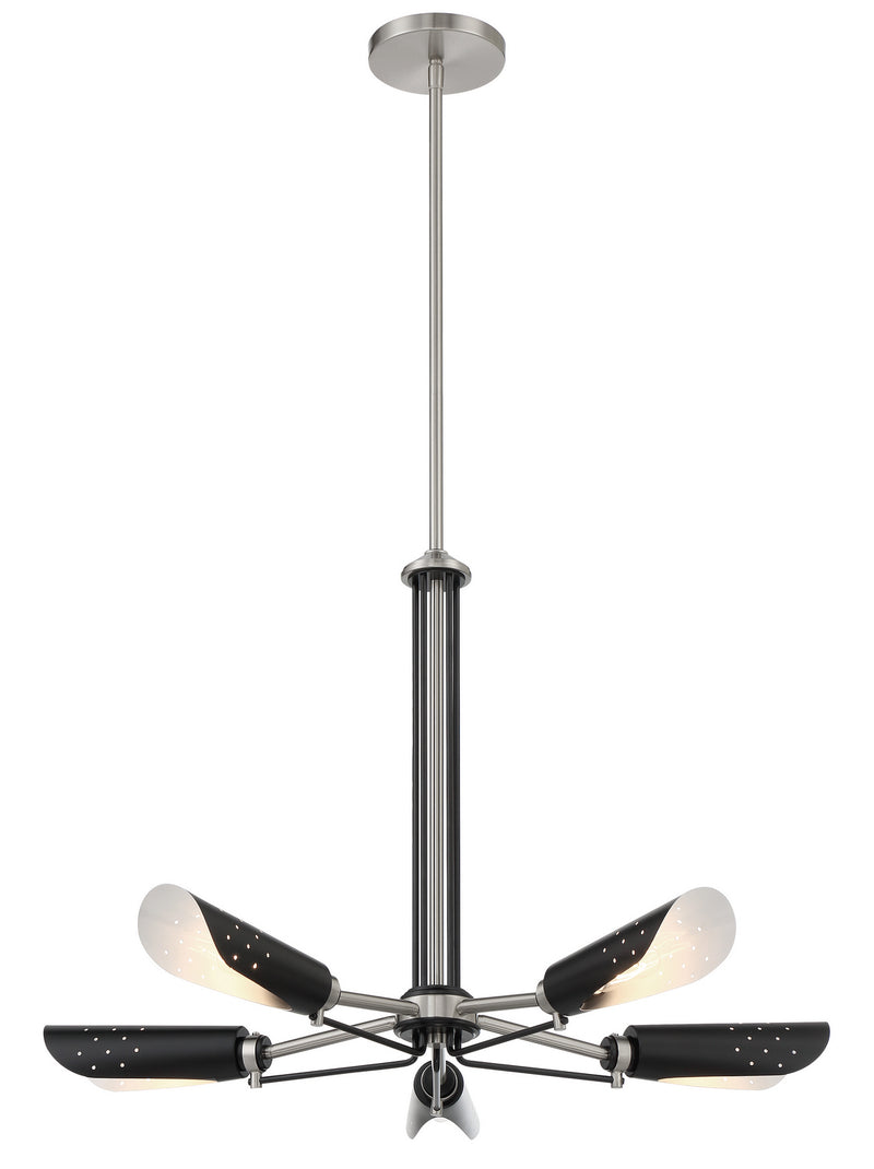 George Kovacs - P1695-691 - Five Light Chandelier - Turbine - Coal With Brushed Nickel