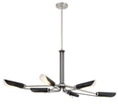George Kovacs - P1697-691 - Six Light Island Pendant - Turbine - Brushed Nickel and Coal Highlights