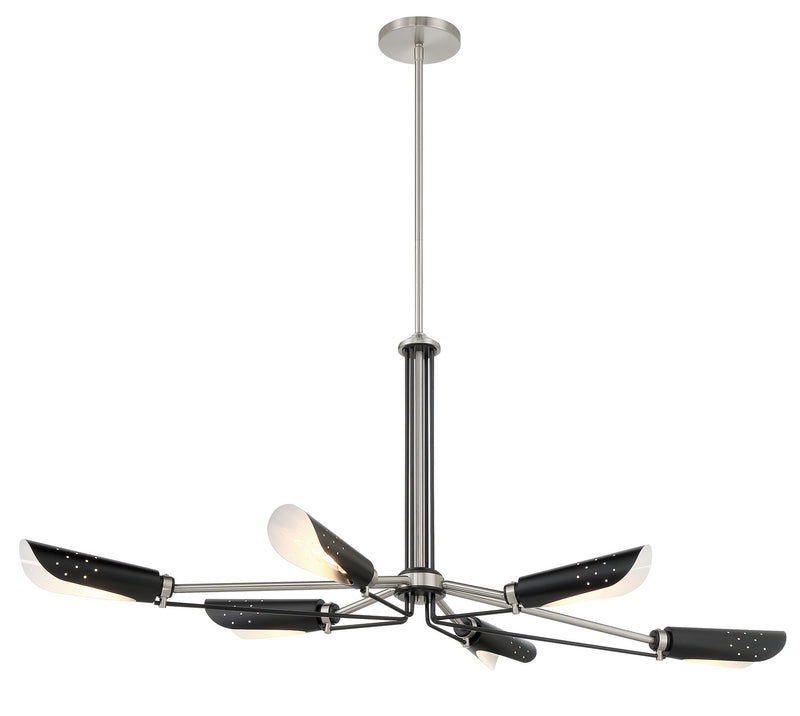 George Kovacs - P1697-691 - Six Light Island Pendant - Turbine - Coal With Brushed Nickel