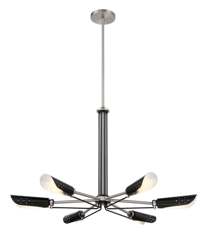 George Kovacs - P1696-691 - Six Light Chandelier - Turbine - Coal With Brushed Nickel