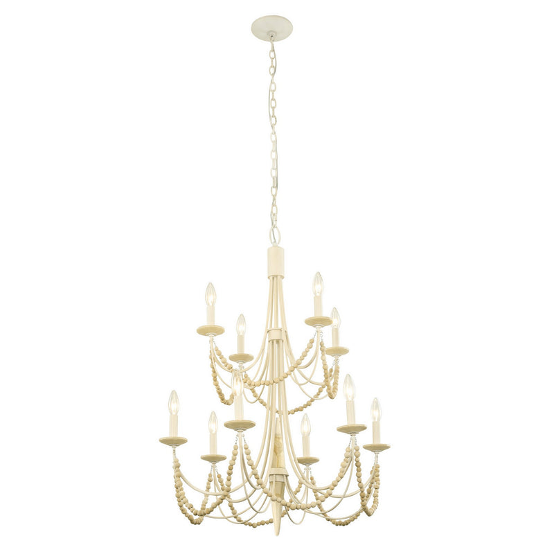 Ten Light Chandelier<br /><span style="color:#4AB0CE;">Entrega: 4-10 dias en USA</span><br /><span style="color:#4AB0CE;font-size:60%;">PREGUNTE POR ENTREGA EN PANAMA</span><br />Collection: Brentwood<br />Finish: Country White