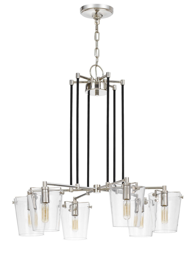 Six Light Chandelier<br /><span style="color:#4AB0CE;">Entrega: 4-10 dias en USA</span><br /><span style="color:#4AB0CE;font-size:60%;">PREGUNTE POR ENTREGA EN PANAMA</span><br />Collection: Arlo<br />Finish: Black/Polished Nickel