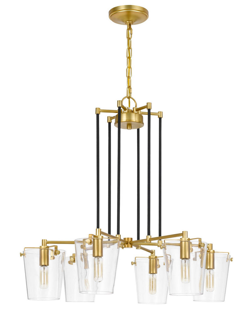 Six Light Chandelier<br /><span style="color:#4AB0CE;">Entrega: 4-10 dias en USA</span><br /><span style="color:#4AB0CE;font-size:60%;">PREGUNTE POR ENTREGA EN PANAMA</span><br />Collection: Arlo<br />Finish: Black/Satin Brass