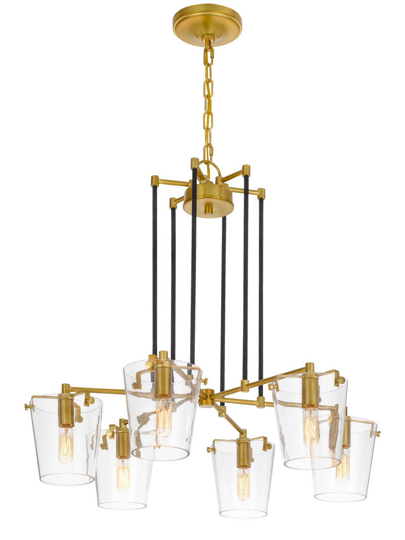 Six Light Chandelier<br /><span style="color:#4AB0CE;">Entrega: 4-10 dias en USA</span><br /><span style="color:#4AB0CE;font-size:60%;">PREGUNTE POR ENTREGA EN PANAMA</span><br />Collection: Arlo<br />Finish: Black/Satin Brass