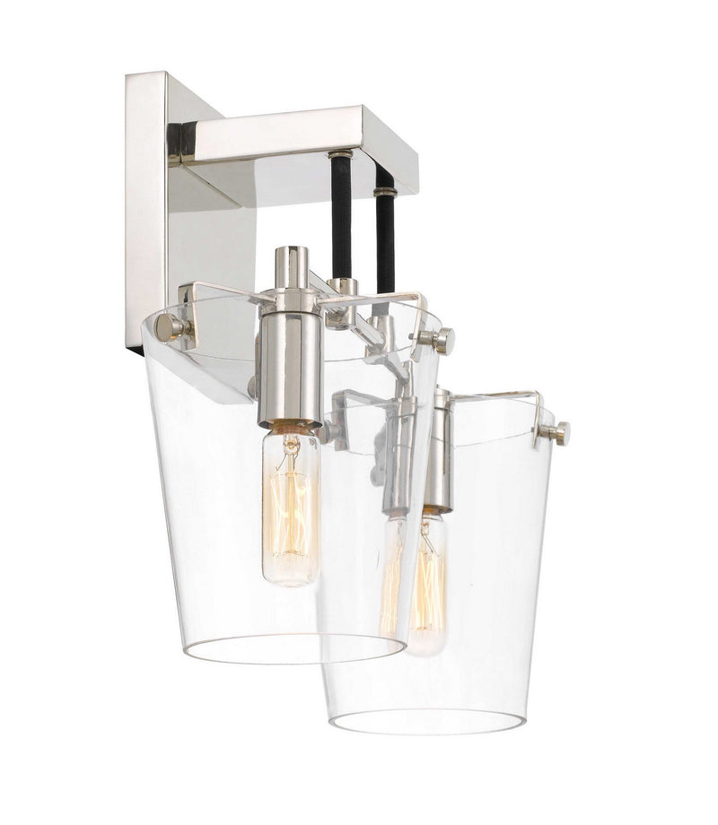 Two Light Wall Sconce<br /><span style="color:#4AB0CE;">Entrega: 4-10 dias en USA</span><br /><span style="color:#4AB0CE;font-size:60%;">PREGUNTE POR ENTREGA EN PANAMA</span><br />Collection: Arlo<br />Finish: Black/Polished Nickel