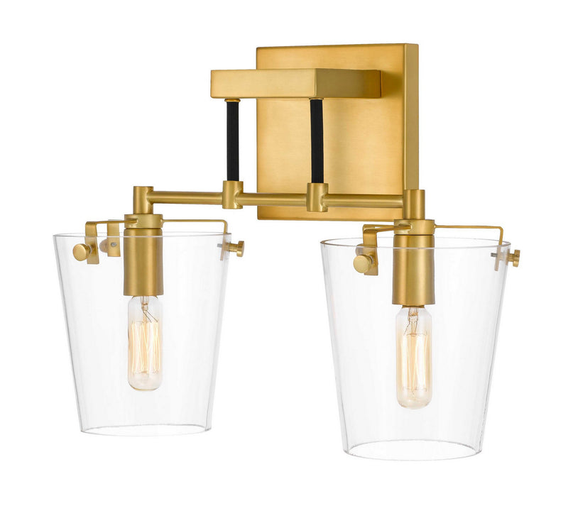 Two Light Wall Sconce<br /><span style="color:#4AB0CE;">Entrega: 4-10 dias en USA</span><br /><span style="color:#4AB0CE;font-size:60%;">PREGUNTE POR ENTREGA EN PANAMA</span><br />Collection: Arlo<br />Finish: Black/Satin Brass