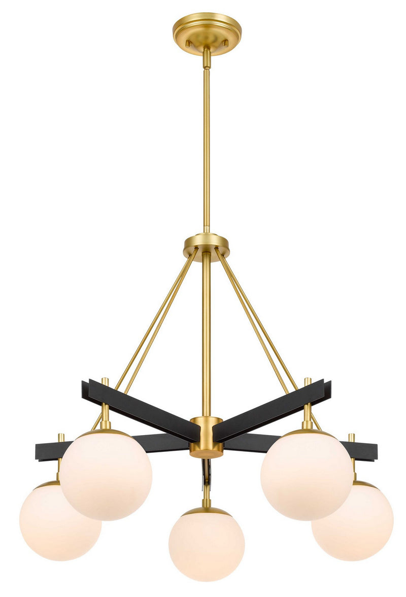 Five Light Chandelier<br /><span style="color:#4AB0CE;">Entrega: 4-10 dias en USA</span><br /><span style="color:#4AB0CE;font-size:60%;">PREGUNTE POR ENTREGA EN PANAMA</span><br />Collection: Allie<br />Finish: Black/Satin Brass