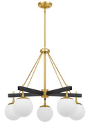 Five Light Chandelier<br /><span style="color:#4AB0CE;">Entrega: 4-10 dias en USA</span><br /><span style="color:#4AB0CE;font-size:60%;">PREGUNTE POR ENTREGA EN PANAMA</span><br />Collection: Allie<br />Finish: Black/Satin Brass